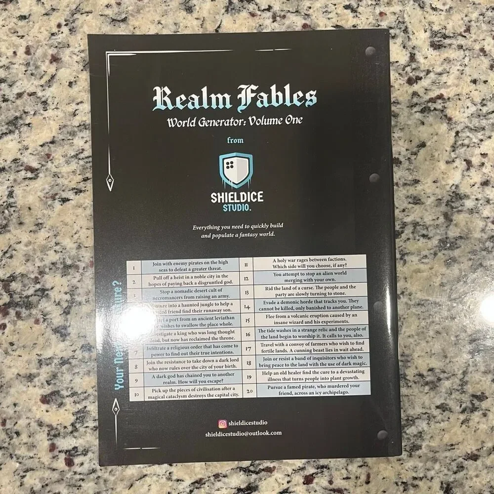 Realm Fables Vol.1 World Generator RPG Campaign Notebook Shieldice Studio TTRPG